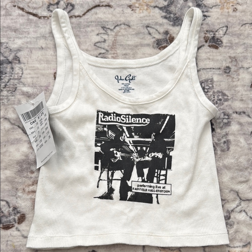 Brandy Melville White Graphic Tank Top